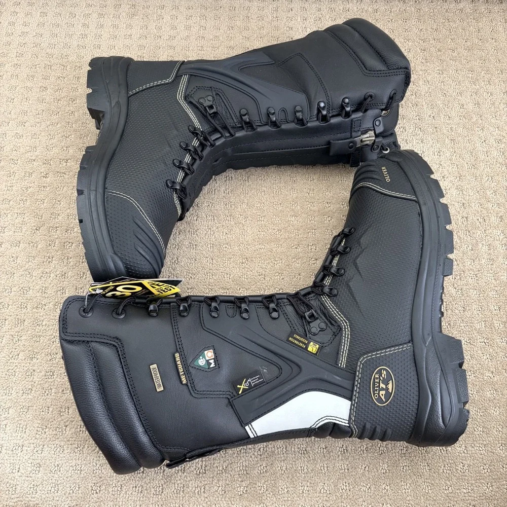 Oliver by Honeywell 65 Series 10 in Lace-Up Steel Toe Boots in Black Men US 11